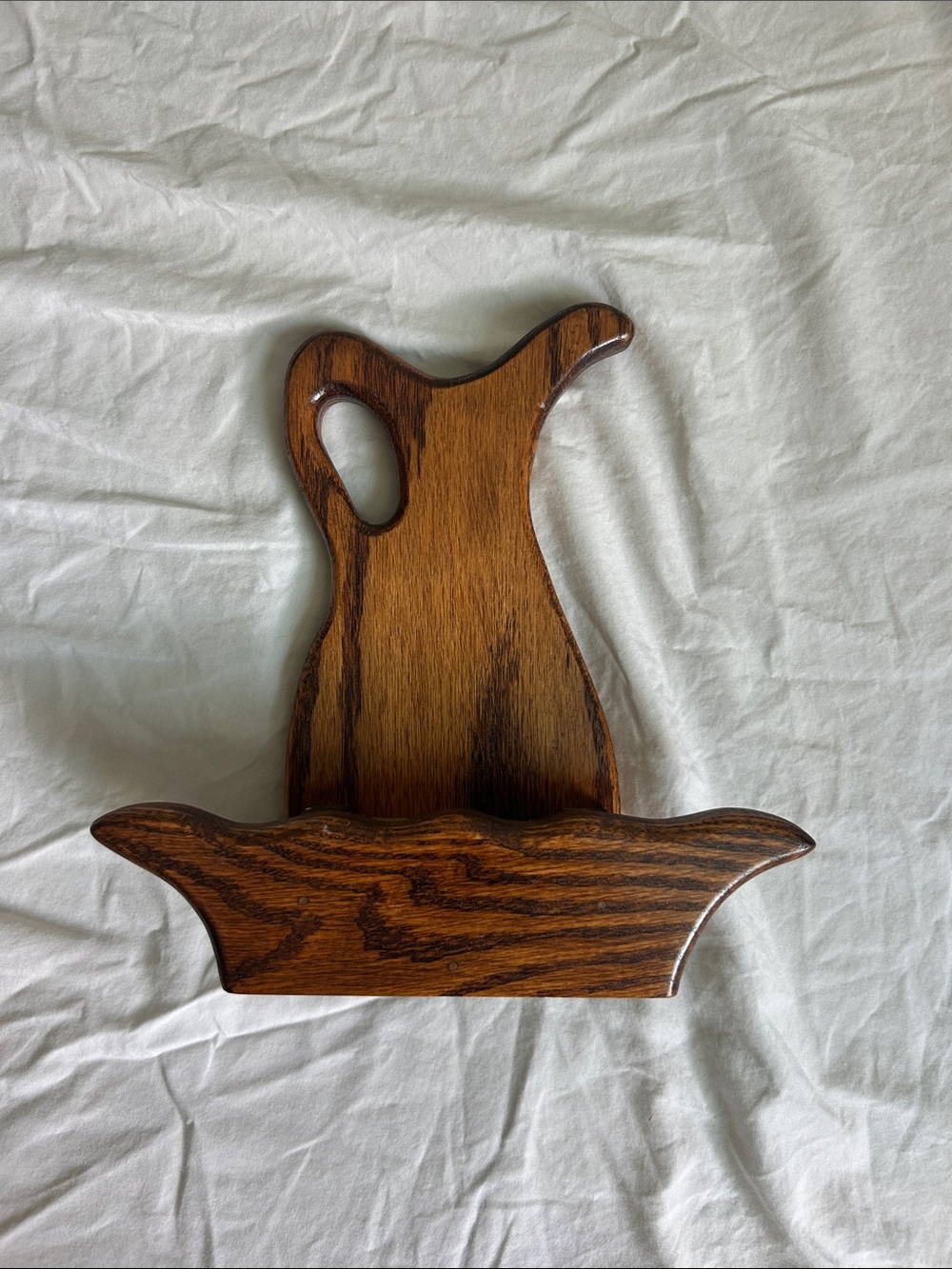 Vintage 90s solid wood pitcher with flower holder